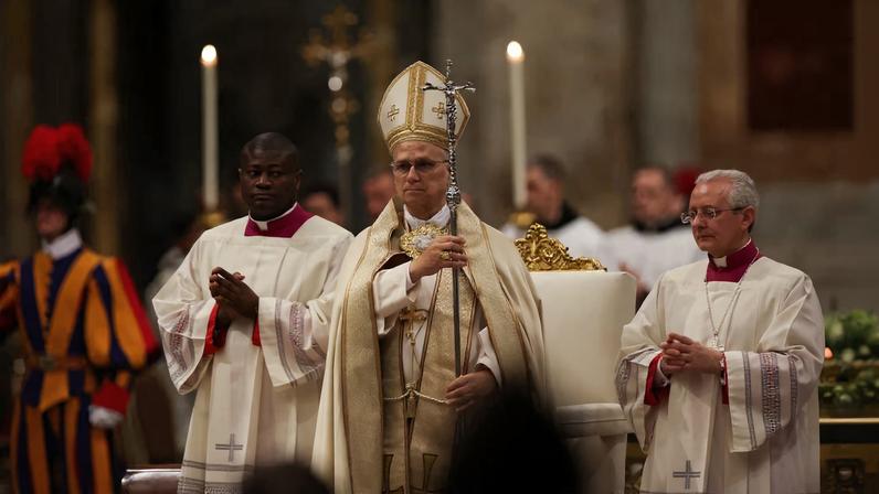 Pope Leo XIV leads the ecumenical Vespers at the Basilica of Saint Paul Outside The Walls in Rome, Italy, January 25, 2026.