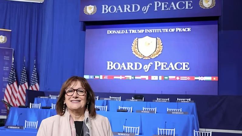 La comisaria europea para el Mediterráneo, Dubravka Suica, durante la reunión de la Junta de Paz celebrada este jueves en Washington, en una imagen publicada en sus redes sociales.