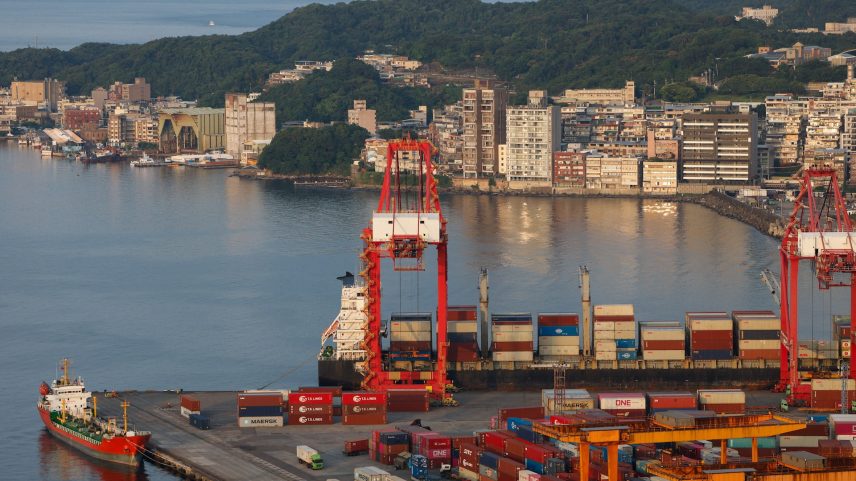 Containers and equipment sit at the Port of Keelung, Taiwan, August 7, 2025. REUTERS/Ann Wang