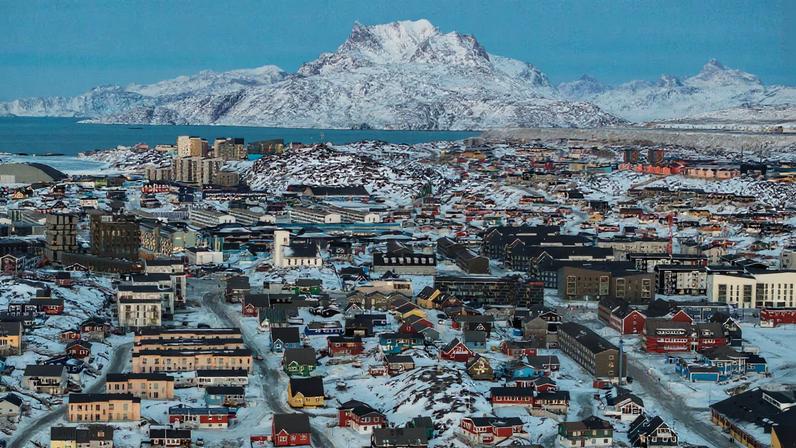 A drone view shows a general view of Nuuk, Greenland, January 25, 2026. REUTERS/Marko Djurica
