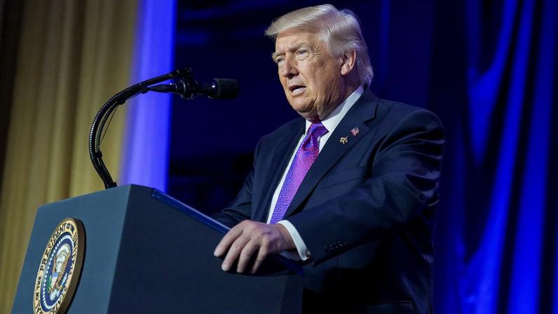 U.S. President Donald Trump speaks during the National Prayer Breakfast in Washington, D.C., U.S., February 5, 2026. REUTERS/Al Drago
