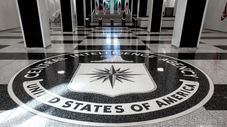 The seal of the Central Intelligence Agency is shown at the entrance of the CIA headquarters in McLean, Virginia, U.S., September 24, 2022. REUTERS/Evelyn Hockstein