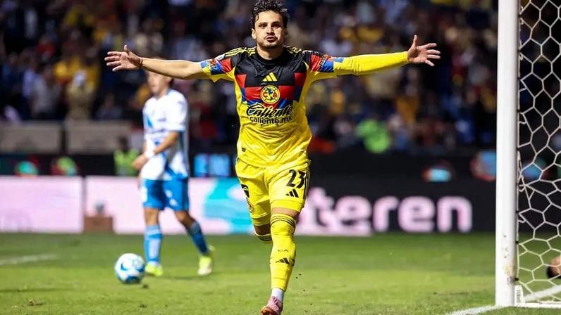 Raphael Veiga marcou seu primeiro gol pelo América do México , contra o Puebla (Foto: Divulgação/Club América)