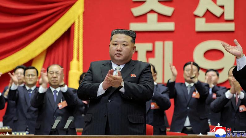 North Korean leader Kim Jong Un applauds as he attends the Ninth Congress of the Workers' Party of Korea (WPK) where he was re-elected as general secretary, in Pyongyang, North Korea. KCNA via REUTERS