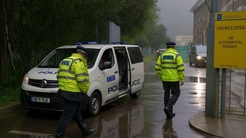 Police work at the scene of a stabbing incident that hospitalised two boys, aged 12 and 13, outside Kingsbury High School in London