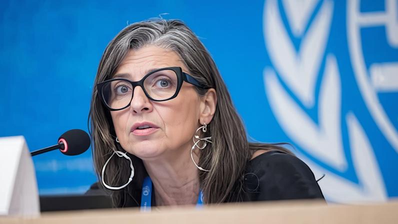 La relatora especial de la ONU para Palestina, Francesca Albanese, en Ginebra el 15 de septiembre.