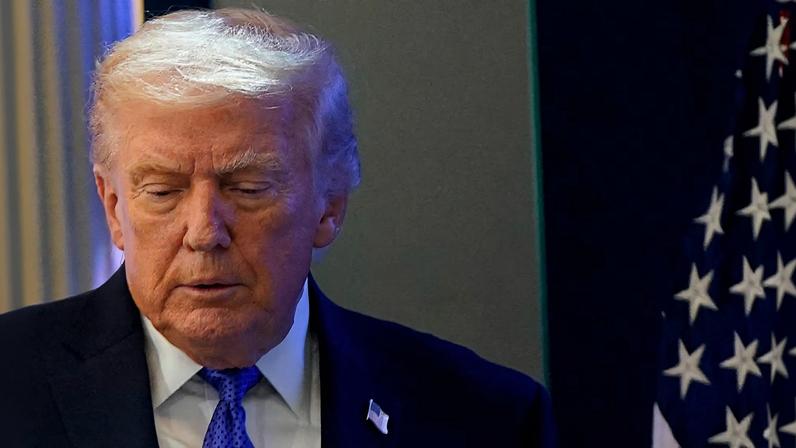 U.S. President Donald Trump arrives for a press briefing at the White House, following the Supreme Court's ruling that Trump had exceeded his authority when he imposed tariffs, in Washington, D.C., U.S., February 20, 2026.
