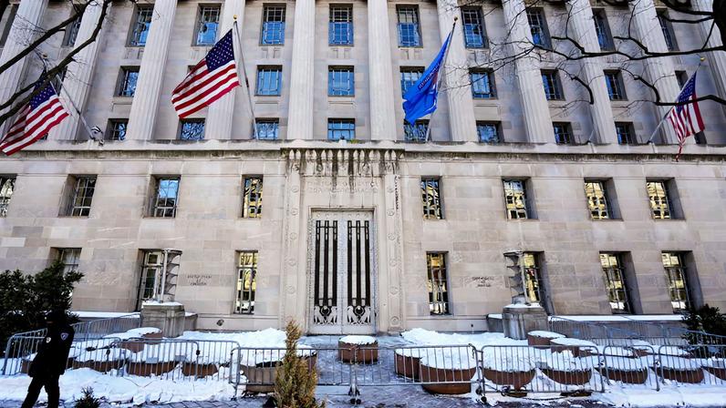 A view of the U.S. Department of Justice in Washington, D.C., U.S., February 1, 2026. REUTERS/Ken Cedeno/File Photo