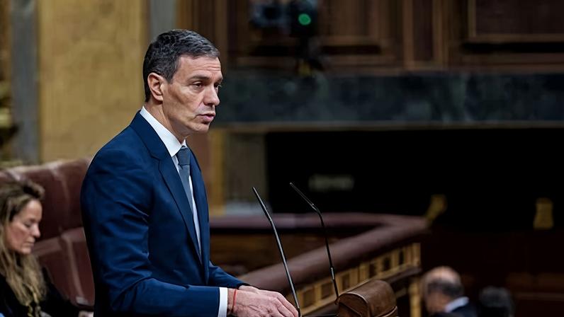 El presidente del Gobierno, Pedro Sánchez, durante una intervención en el Congreso.