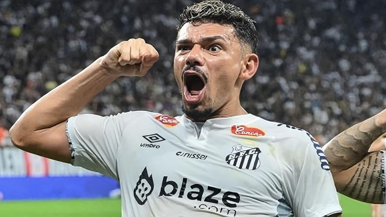 Tiquinho comemora gol do Santos contra o Corinthians