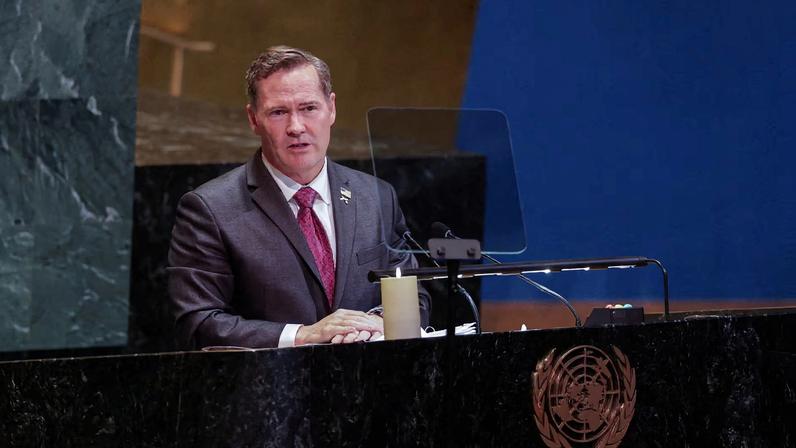 U.S. Ambassador to the United Nations Mike Waltz addresses an event marking the International Holocaust Remembrance Day at the United Nations headquarters in the Manhattan borough of New York City, U.S., January 27, 2026.