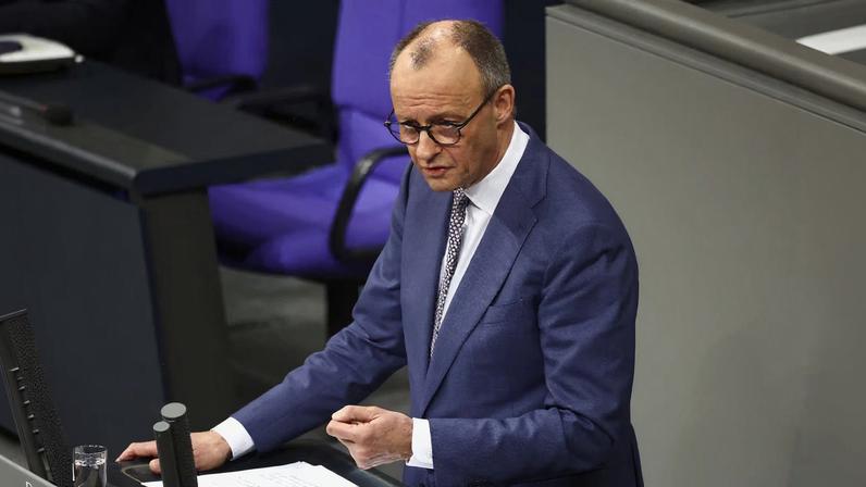 German Chancellor Friedrich Merz gives a government statement on the foreign policy situation during a session of the lower house of the German parliament, the Bundestag, in Berlin, Germany, January 29, 2026.