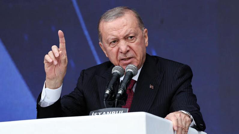 Turkish President Erdogan speaks during a ceremony in Istanbul