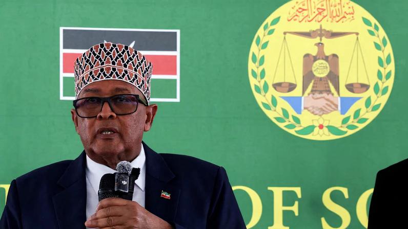 Somaliland President Abdirahman Mohamed Abdullahi speaks during the unveiling of the Somaliland Mission premises in Nairobi, Kenya May 29, 2025. REUTERS/Monicah Mwangi