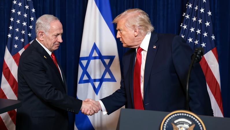 U.S. President Donald Trump and Israeli Prime Minister Benjamin Netanyahu hold a press conference after meeting at Trump’s Mar-a-Lago club in Palm Beach, Florida, U.S., December 29, 2025.