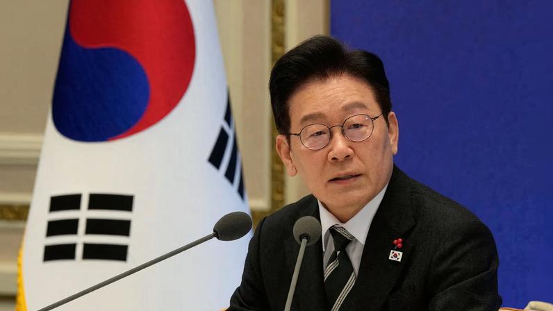 South Korean President Lee Jae Myung attends his new year press conference at the presidential Blue House in Seoul