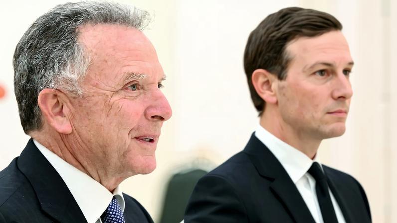 U.S. President Donald Trump's special envoy Steve Witkoff and son-in-law Jared Kushner attend a meeting with Russian President Vladimir Putin at the Kremlin in Moscow, Russia, December 2, 2025.