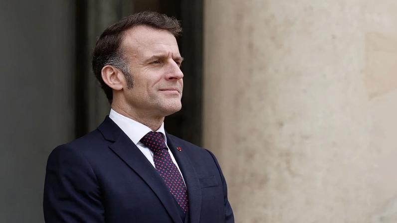 French President Macron at the Elysee Palace in Paris