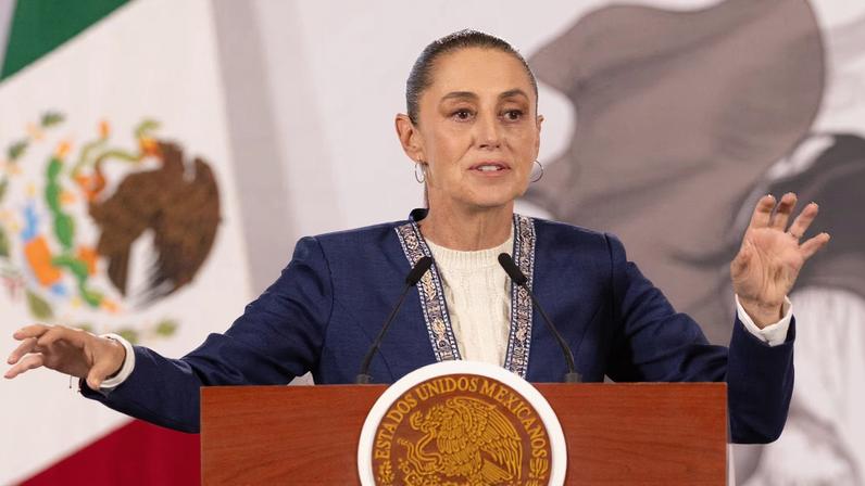 Mexican President Claudia Sheinbaum speaks during her daily morning press conference, at the National Palace in Mexico City, Mexico, February 4, 2026. REUTERS/Quetzalli Nicte-Ha