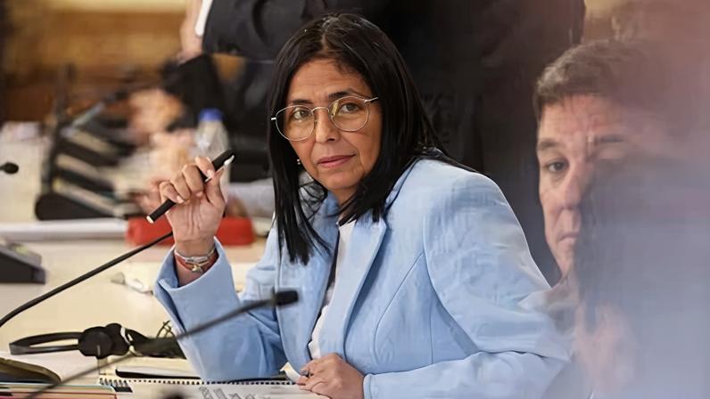 Delcy Rodríguez en Caracas (Venezuela), el 11 de febrero.