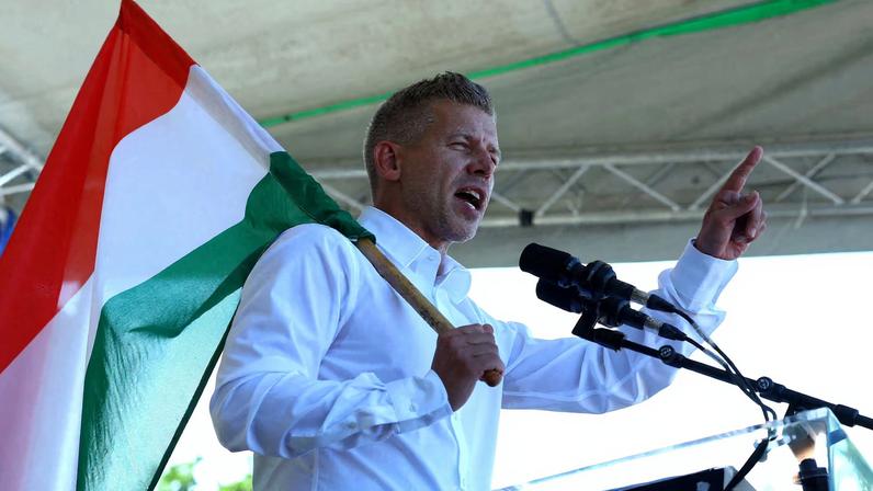 Magyar, leader of the opposition Tisza party holds a rally in Kotcse