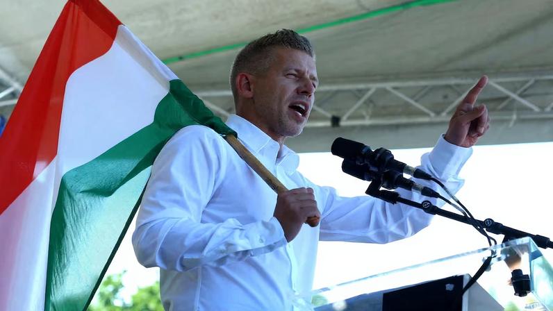 Magyar, leader of the opposition Tisza party holds a rally in Kotcse