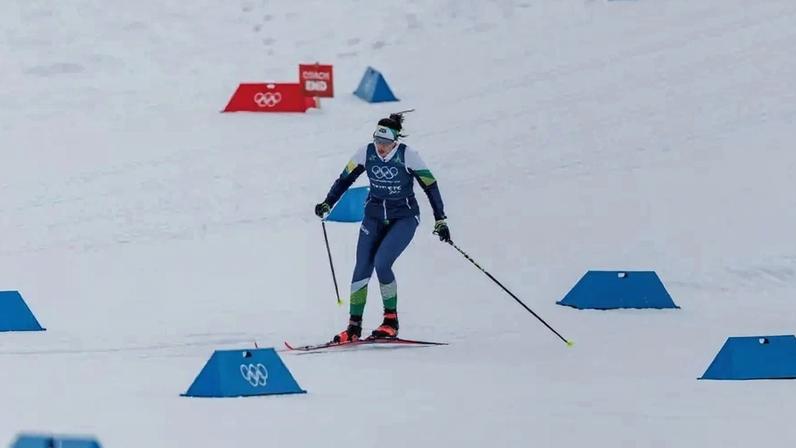 Eduarda Ribera no treino da equipe Brasileira de Cross Country para a prova de Sprint. Foto: Gabriel Heusi/COB
