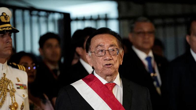 Jose Balcazar leaves the Faustino Sanchez Carrion building after he was elected as interim president, following a session by Peruvian lawmakers to choose a new leader of Congress to assume Peru's presidency, after they ousted President Jose Jeri over a scandal involving undisclosed meetings with a Chinese businessman, in Lima, Peru, February 18, 2026. REUTERS/Angela Ponce/File Photo