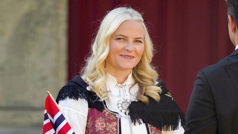 The Crown Princess of Norway, Mette-Marit looks on during the celebrations of the Norwegian Constitution Day at Skaugum, Norway, May 17, 2023. NTB/Lise Aserud/via REUTERS