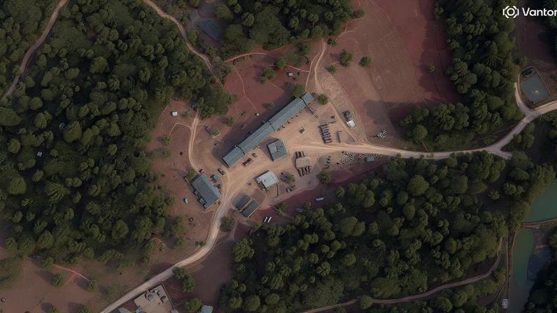 Satellite imagery shows an area where trucks come and go at a camp in Benishangul-Gumuz, Ethiopia, January 22, 2026. Vantor/Handout via REUTERS