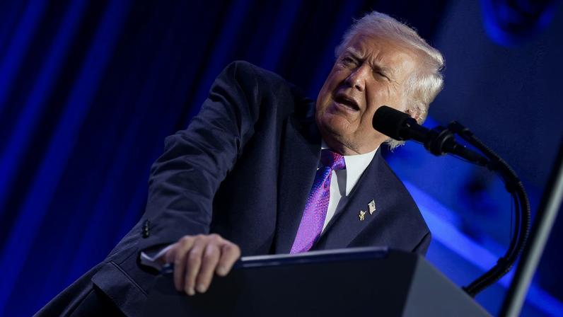 U.S. President Donald Trump speaks during the National Prayer Breakfast in Washington, D.C., U.S., February 5, 2026. REUTERS/Al Drago