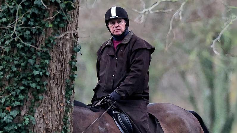 Andrew Mountbatten-Windsor rides a horse in Windsor Great Park, near to Royal Lodge, a property on the estate surrounding Windsor Castle, where Andrew Mountbatten-Windsor, the younger brother of Britain's King Charles, resides, after the U.S. Justice Department has released more records tied to the late financier and convicted sex offender Jeffrey Epstein, in Windsor, Britain, February 2, 2026. REUTERS/Toby Melville/File Photo