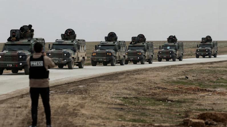 Syrian Interior Ministry security forces vehicles travel to enter the city of Hasakah in northeastern Syria, following an agreement between Damascus and the Syrian Democratic Forces reached on January 30, in Al-hasakah, Syria, February 2, 2026. REUTERS/Khalil Ashawi