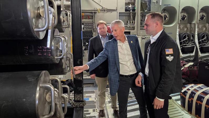 U.S. Energy Secretary Chris Wright and U.S. Under Secretary of Defense for Acquisition and Sustainment Michael Duffey visit the Hill Air Force Base in Utah