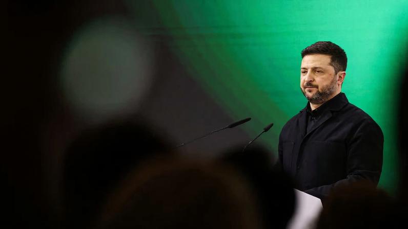 Ukrainian President Volodymyr Zelenskiy speaks during the Munich Security Conference (MSC) in Munich, Germany, February 14, 2026. REUTERS/Liesa Johannssen
