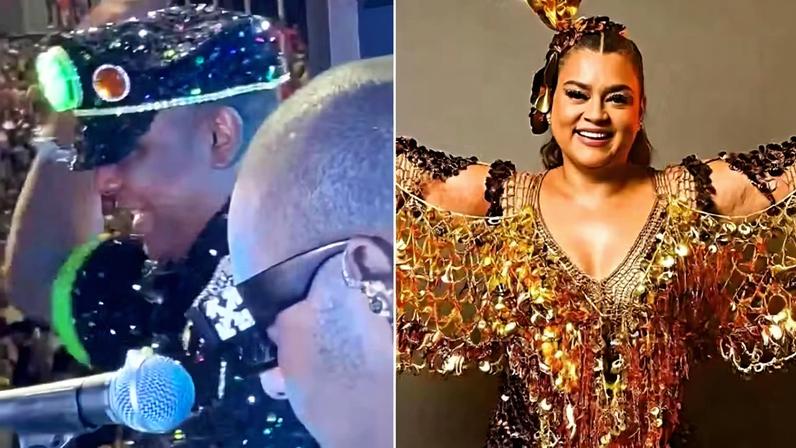 Márcio Victor, do Psirico, se emociona diante do Expresso 2222 ao lembrar de Preta Gil (1974-2025) — Foto: Reprodução