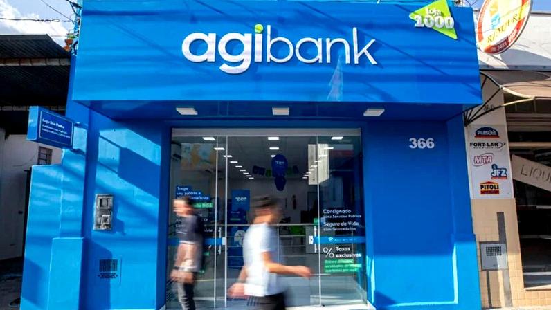 Fachada mostra o nome da fintech Agibank