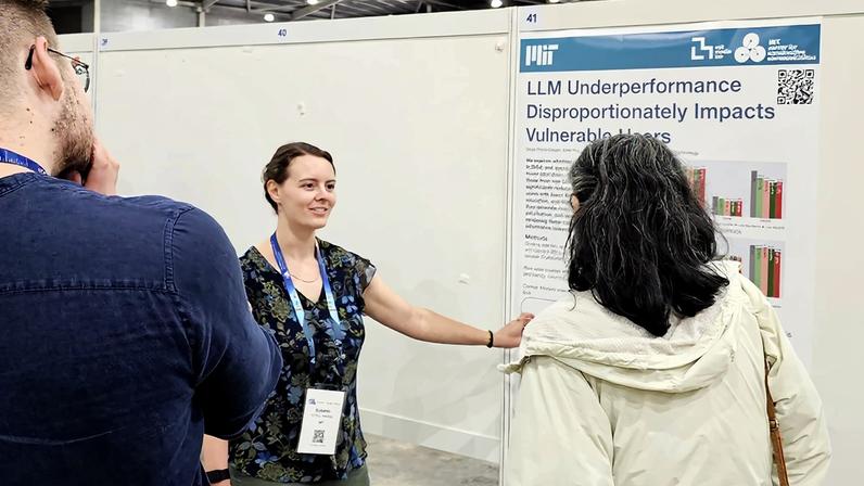 Elinor Poole-Dayan presents her work during the 40th Annual AAAI Conference on Artificial Intelligence in Singapore.