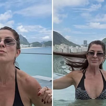 Ana Paula Padrão posa de biquíni com vista no Rio de Janeiro