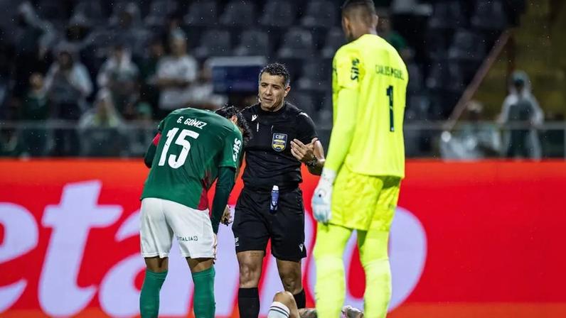 Árbitro Felipe Fernandes durante duelo entre Palmeiras e Fluminense (Foto: JHONY INACIO/Agencia Enquadrar/Gazeta Press)