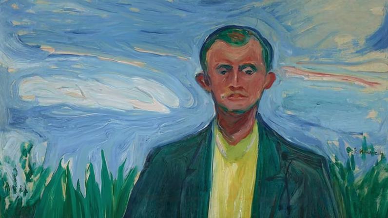 The German Modernist Paula Modersohn-Becker is paired with Edvard Munch in a show at the Albertinum, Dresden. Left: Modersohn-Becker’s Self-portrait With Hand on Chin (1906/07); right: Munch’s Self-Portrait Against a Blue Sky (1908) Modersohn-Becker: © Landesmuseum Hannover/ARTOTHEK; Munch: © Munchmuseet, Oslo