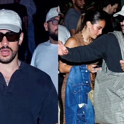 Bad Bunny é visto com suposta namorada ao deixar restaurante em São Paulo