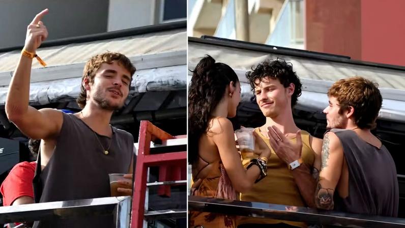 João Lucas curtiu trio em Salvador com Bruna Marquezine e Shawn Mendes — Foto: Claudio Cavalheiro/ Brazil News