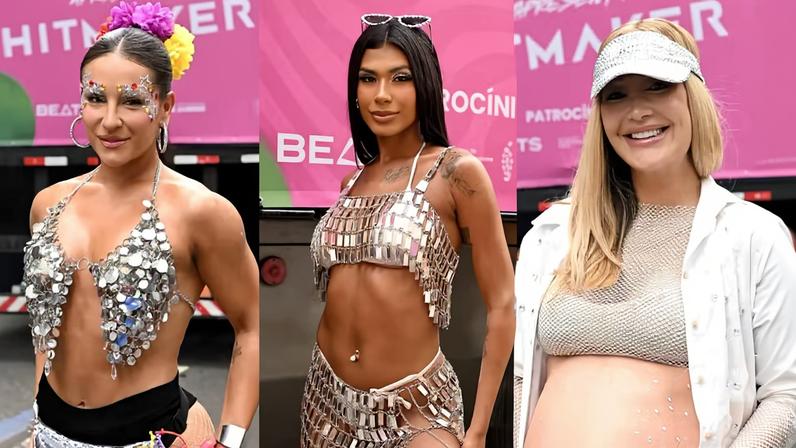 Kéfera, Pocah e Josie Pessoa no Bloco da Favorita — Foto: Brazil News