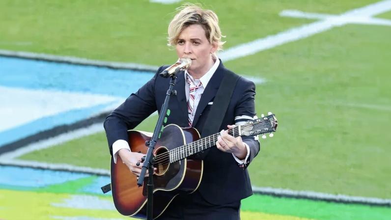 Brandi Carlile took to the Super Bowl pregame stage on Sunday.