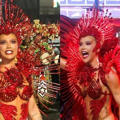 Virgínia estreia como Rainha de Bateria com fantasia gigante e troca de acessório
