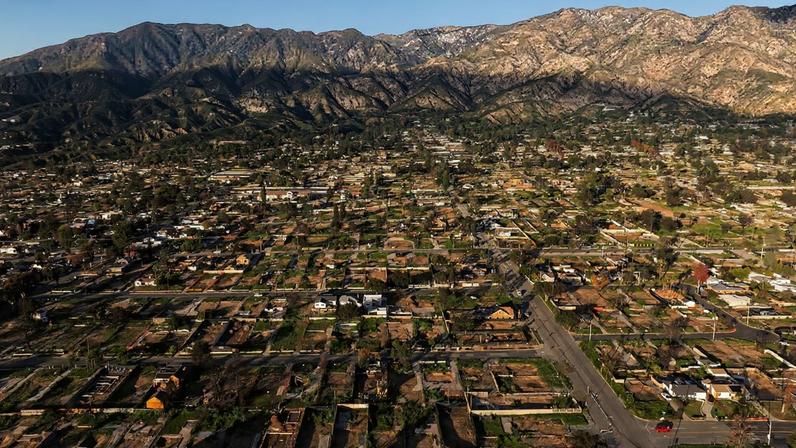 Altadena on 7 January 2026, the anniversary of the Eaton fire