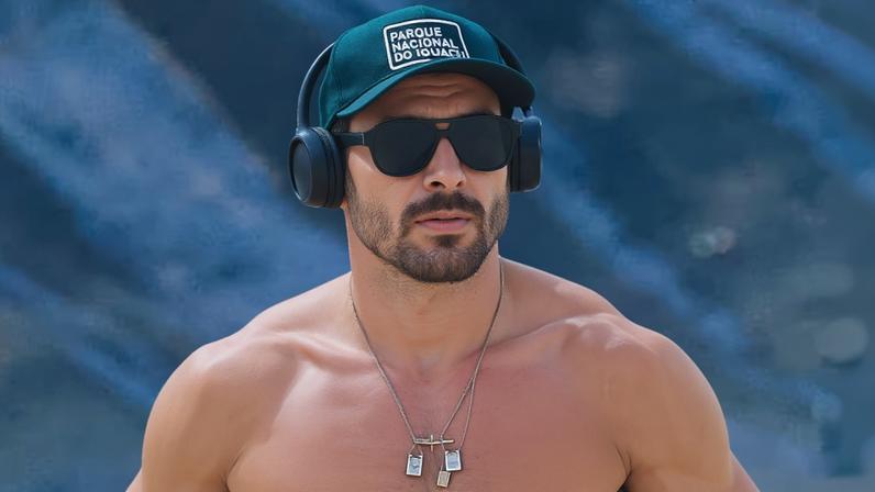 Cauã Reymond é visto em praia no Rio