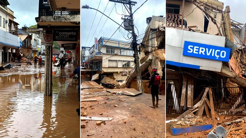 Chuvas deixam mortos em Juiz de Fora — Foto: Departamento dos Bombeiros de Minas Gerais/via AFP