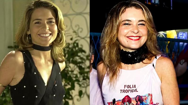 Claudia Abreu como Laura em 2003 (à esq.) e na Sapucaí (à dir.) — Foto: Globo/AgNews